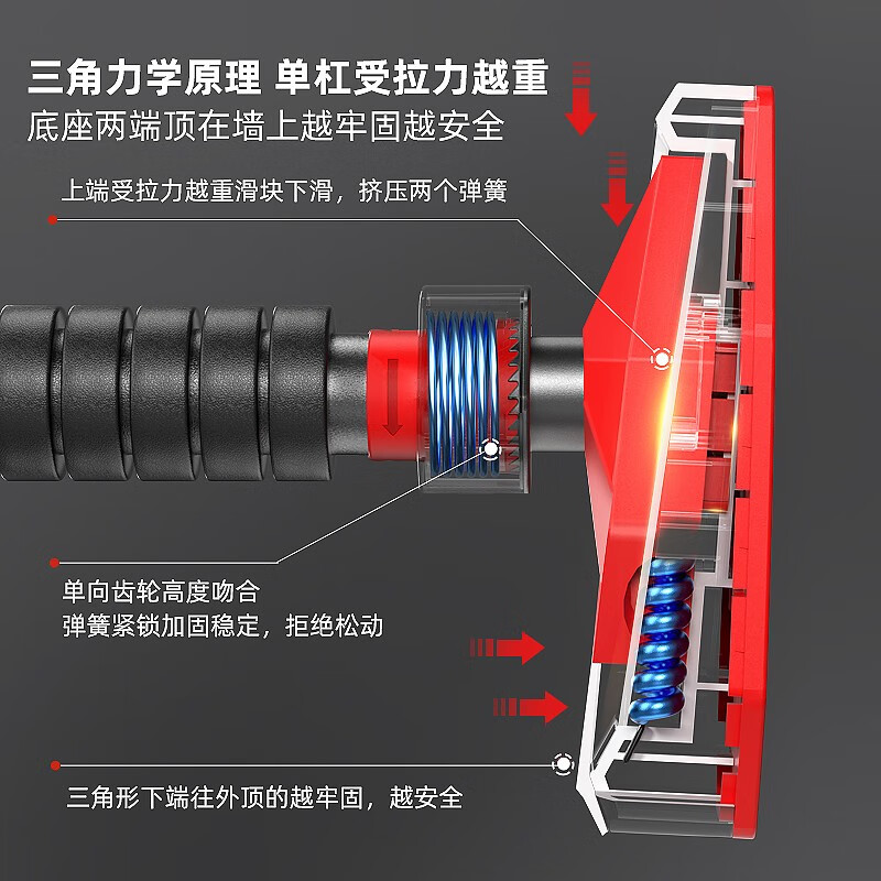 Helang horizontal bar punch-free indoor pull-up device for household door adults and children assist swing Olympic fitness equipment double spring + level / load-bearing 1280KG 65-100cm