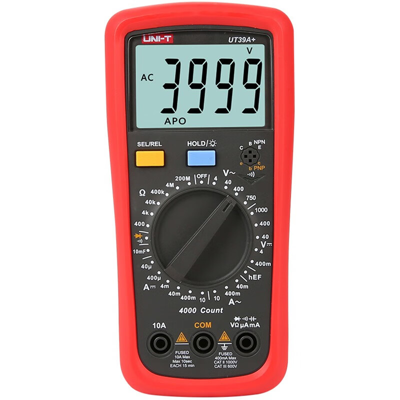 UNI-T digital multimeter high-precision multi-function electrician meter anti-burning anti-mismeasurement voltage, current, resistance and capacitance multimeter UT39A+ comes standard with gift bag