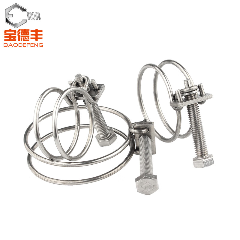 Baodefeng 304 stainless steel double steel wire hose hoop steel wire hoop clamp pipe clamp/pipe clamp water pipe gas pipe clamp hoop 304 material 25X2mm 2 pieces