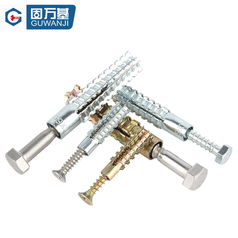 GUWANJI iron serrated gecko expansion screw metal expansion pipe nail anti-loosening cement wall lightweight brick hollow brick self-tapping screw blue and white zinc single tube M5x30 (50 pieces)