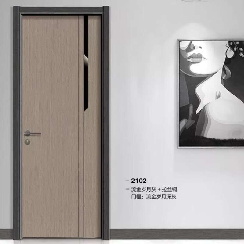 Youheng solid wood door carbon crystal oak interior door light luxury set door bedroom door white ready-made custom silent room door package frame size (880*2050*150)