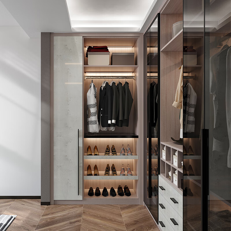 Lin's home wardrobe customization overall light luxury open cloakroom island cabinet bedroom cabinet combination whole house furniture environmental protection plate custom gold