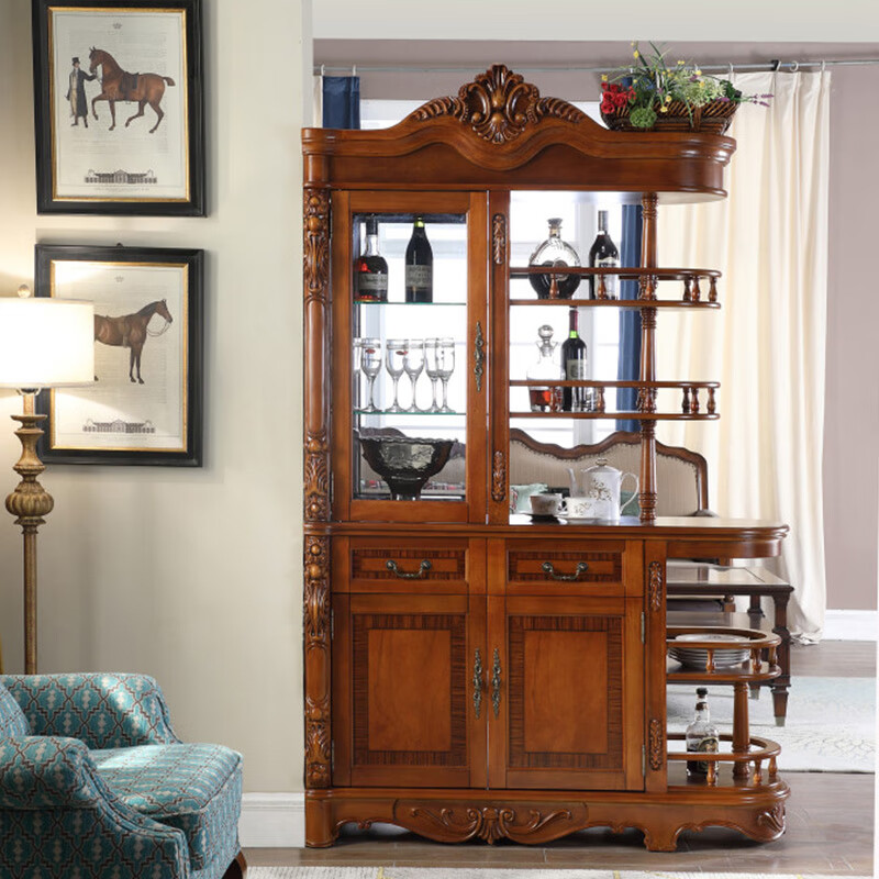 Growdear's new multifunctional home living room entrance screen cabinet screen wine cabinet storage double-sided screen storage 1.05m carved hall cabinet