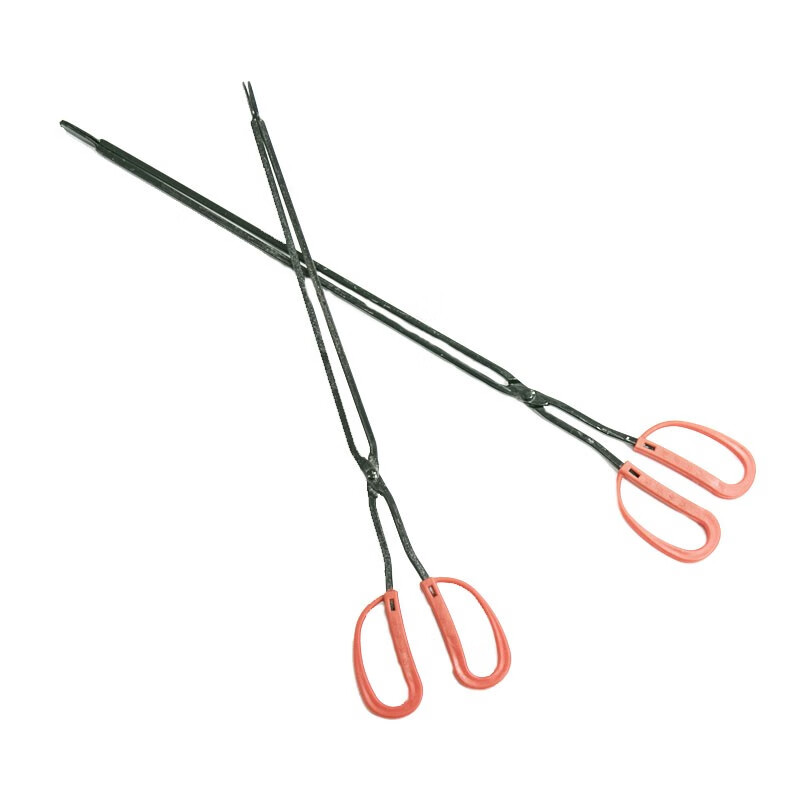 Hasdick HK-5064 coal cake clamp long handle flat head fire pliers garbage clamp garbage pliers environmentally friendly clip picker handmade iron pliers 52cm (2 pieces)