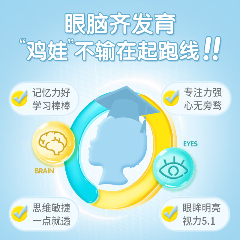 Lil Critters Ligui Children's Omega-3 Fish Oil DHA Student Exam Preparation Eye Protection Brain Replenishing Vitamin 60 Capsules Anti-Blue Light Teenagers