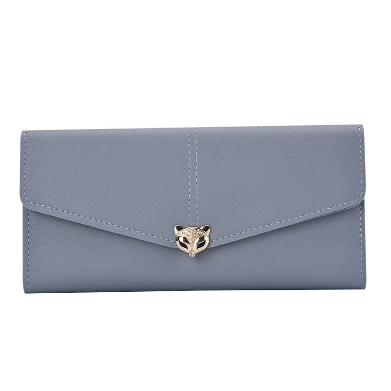 SHU GUO ER multi-color new women's fox long wallet soft surface three-fold contrasting color multi-card slot zipper coin purse 018 maroon