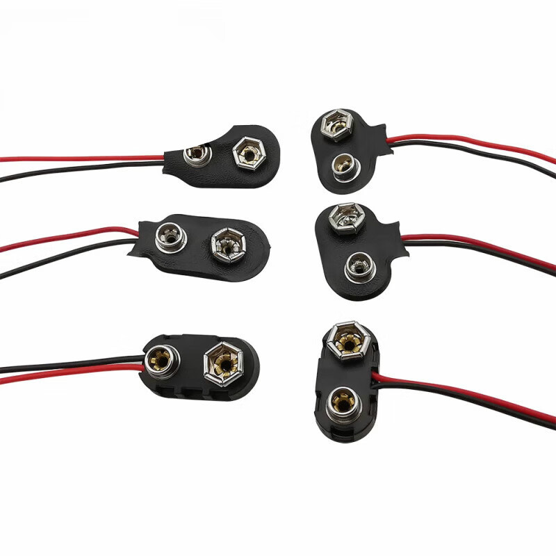 Shushe 9V battery buckle interface connector T-type/I-type cable length 15CM9V battery box battery cap battery buckle one-word battery buckle soft shell