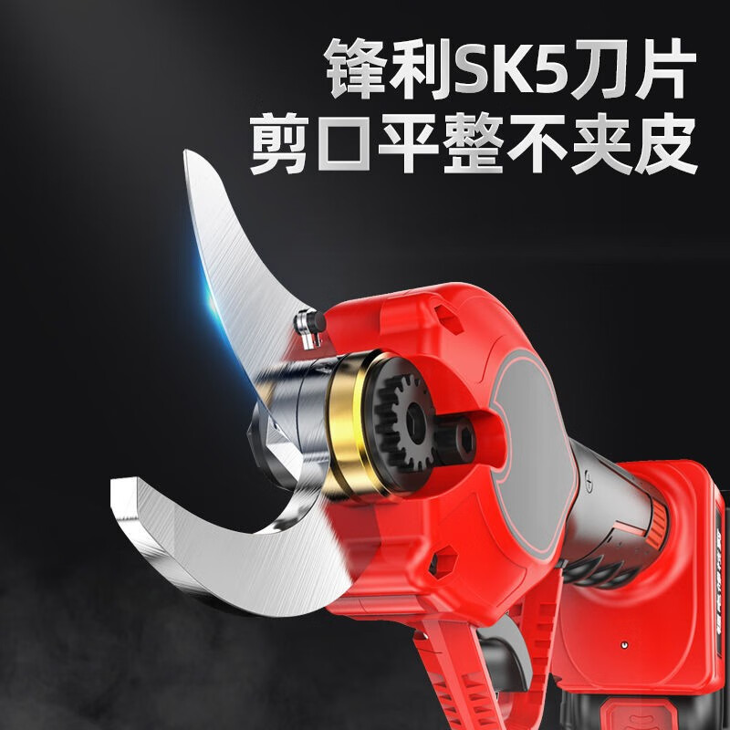 Electric scissors to cut branches, electric fruit tree scissors, rechargeable lithium battery pruning shears, peach trees, orchards, mulberry pruning shears, gardening, garden flower beds, thick branches, pepper pruning tools, Honglue 698VF 5 cm, dual power 3 knives + pocket bag