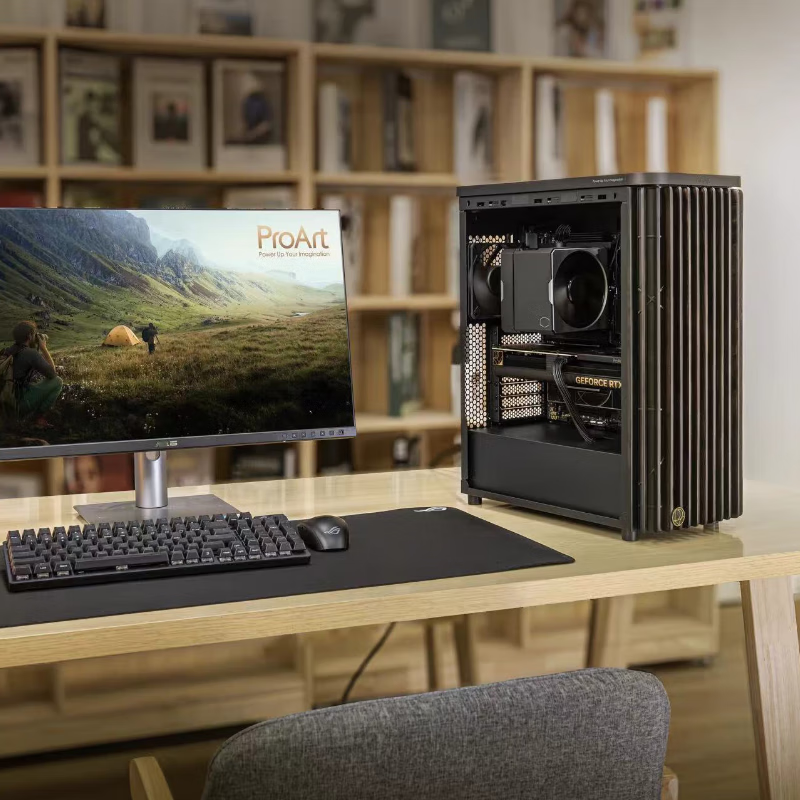 95% new ASUS ProArt PA401 wood art version chassis, powerful cooling/wood art front air intake grille/tool-free disassembly/power button lock/PWM one-button setting