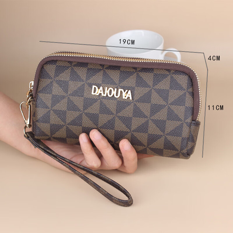 Kuqi Kangaroo 2025 New Wallet Women's Small Clutch Double-layer Zipper Women's Mobile Coin Purse Mom Soft Leather Wallet 2092 Hand Key Lock