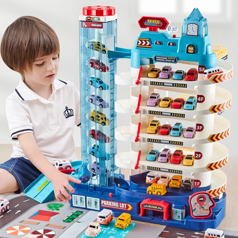 Ozhijia children's toys 3-6 years old car adventure track car parking lot car building boy New Year gift