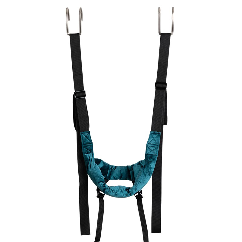 Bai Ping's double stretcher lumbar traction machine helps the body and cervical spine to relax and pull the legs, home inversion fitness machine, upgraded thick traction belt + hook + bracelet