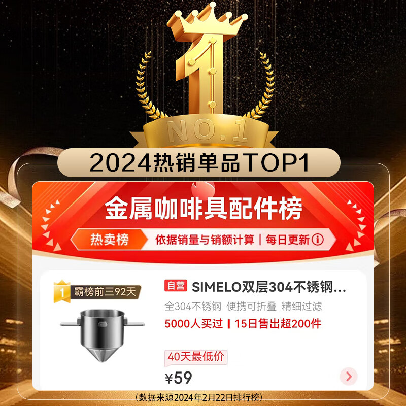 SIMELO portable coffee filter double-layer 304 stainless steel coffee filter cup filter hand-brewed coffee filter