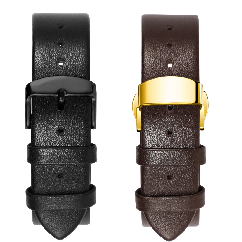Substitute Citizen protruding mouth leather watch strap GA10531050/AU1065/GA1053 leather watch chain for men and women 16 23mm black-silver butterfly buckle 23*14mm protruding mouth