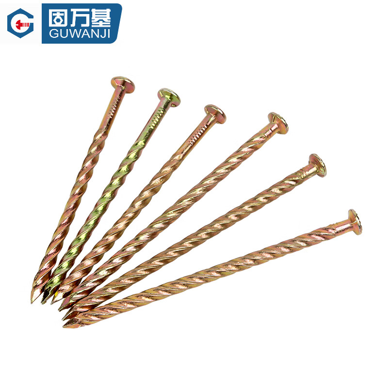 Guwanji threaded nails, iron color zinc floor nails, floor keel nails, twist nails, anti-loosening and anti-corrosive wood nails, round nails, 1.5 inches, 2 inches, 1.5 inches, 4cm per pack (about 240 pieces)