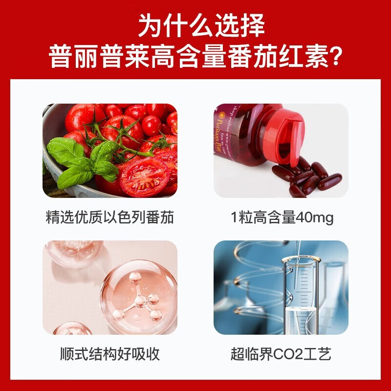 Purple Lycopene Soft Capsules protects men's prostate health, nourishes the kidneys and prepares for pregnancy, imported from the United States, relieves prostate lycopene 40mg*60 capsules