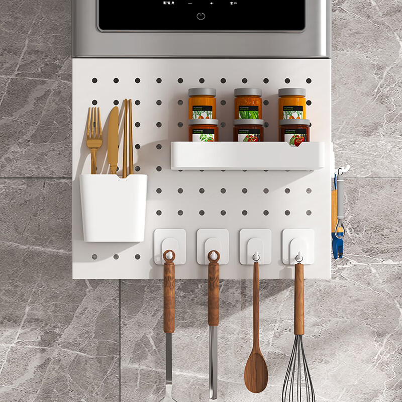 Moshen kitchen perforated plate storage rack water heater shield gas pipe decorative wall-mounted storage rack boiler stove cover 35 width 30 height 30 depth 15 (free hook * 4)