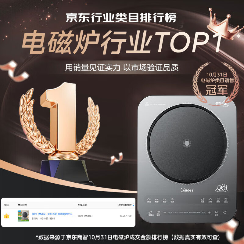 Midea platinum diamond series household induction cooker electric ceramic stove 3000W high-power induction cooker for cooking millet porridge large panel one-button stir-frying smart timer wear-resistant and easy to clean E30BD51