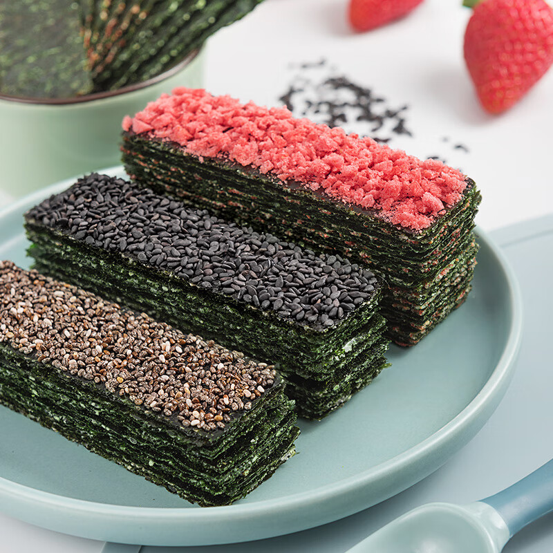Fawn Blue Black Sesame Sanded Seaweed Crispy Baby and Children's Snacks Black Sesame Crispy Texture Ready-to-Eat Seaweed 40g
