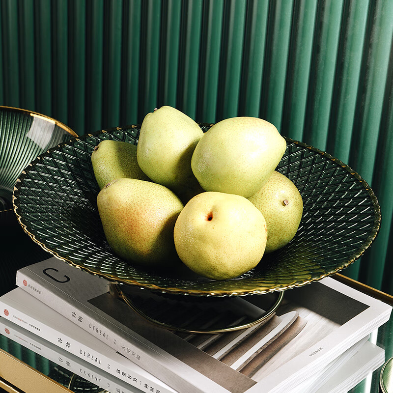 Genasi glass fruit plate living room home coffee table high-end high-value snack plate light luxury style ornaments storage display plate