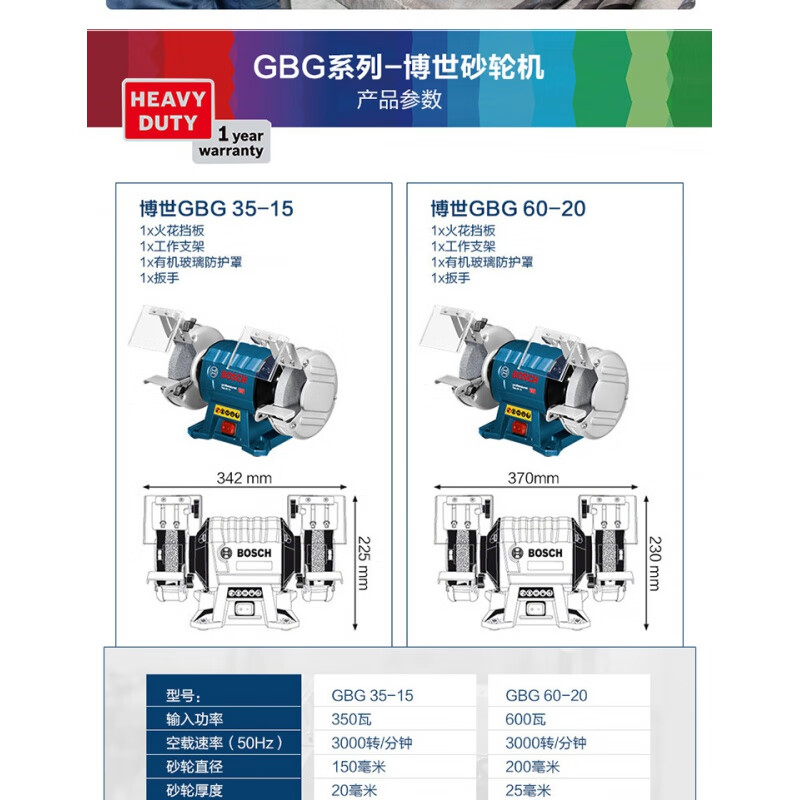Bosch (BOSCH) grinder GBG35-15/GBG60-20 vertical desktop grinder bench grinder metal grinder GBG 60-20 (600w)