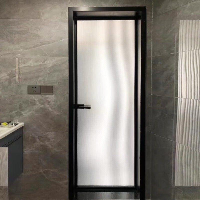 Renjuyi extremely narrow bathroom door toilet door titanium magnesium aluminum alloy gray oil sand Changhong glass toilet bathroom door 16 extremely narrow series 1