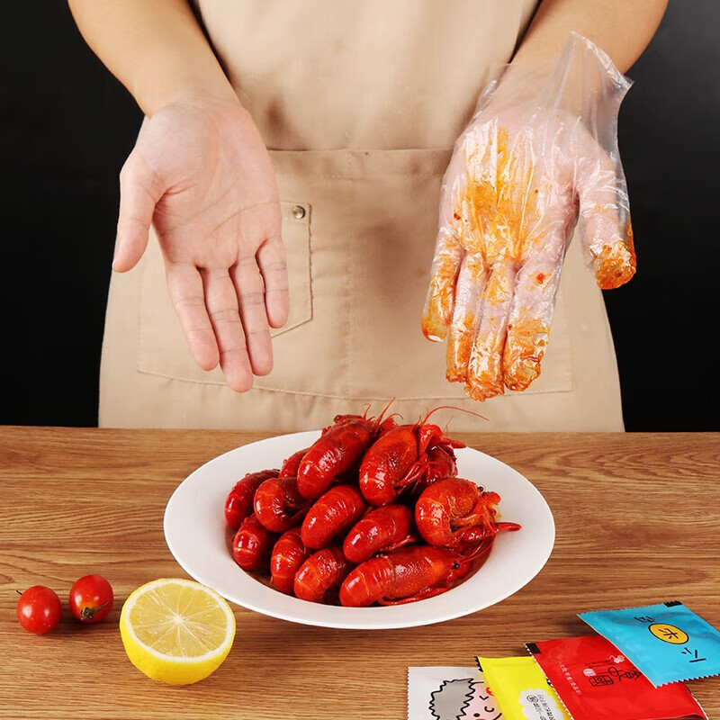 Xinghengmeng 400 disposable gloves, individually packed in small thickened plastic transparent catering, lobster pizza, fried chicken takeaway, about 400 disposable gloves, random mix and match
