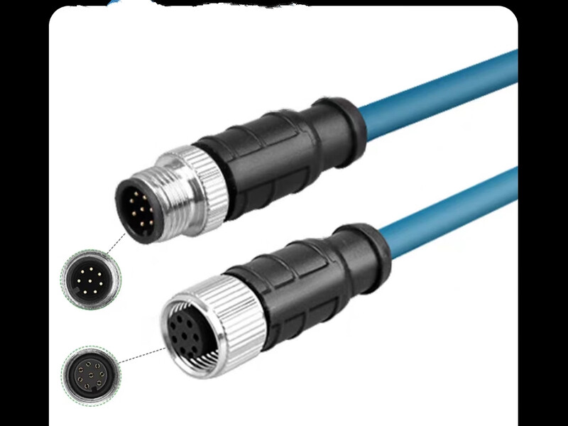 Customized M12 to R45 Category 6 Gigabit Ethernet cable shielded 8-pin