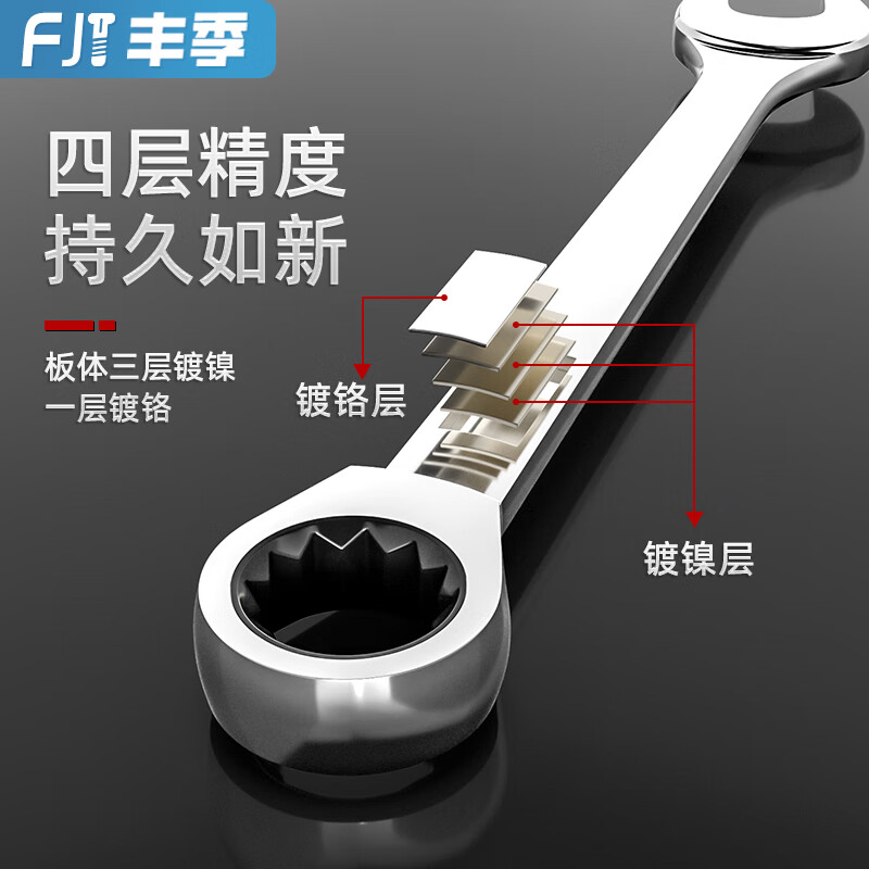 Fengji Rapid Plum Blossom Ratchet Wrench Automatic Two-way Opening Fast Wheel Small Ratchet Labor-Saving Industrial Grade Allegro Set 24mm
