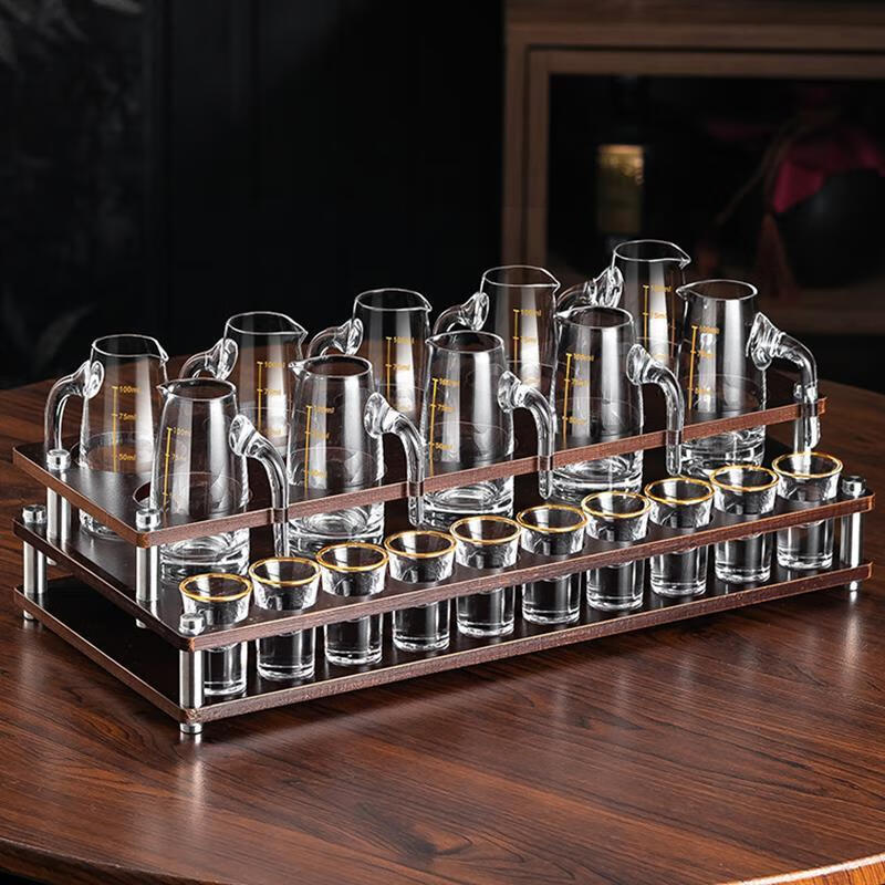 German imported high-quality white wine cup 2 liang wine set glass 2 liang white wine household Chinese style bullet cup high-end high-end wine set gold foil wine dispenser 100ml 10 pieces gold foil gold edge white
