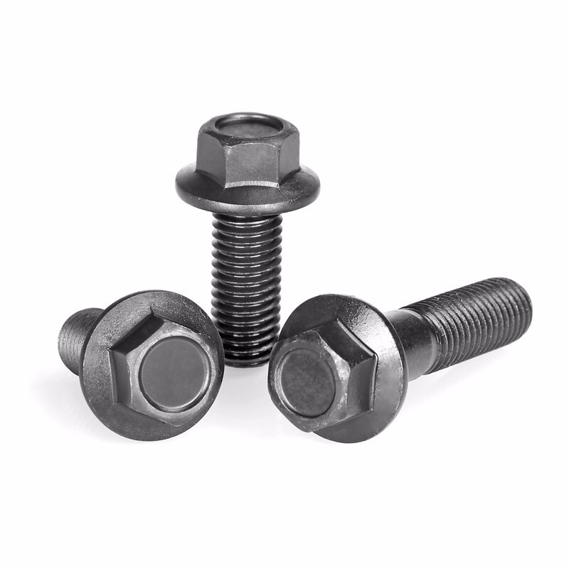 Jishuo small opposite side 10.9 level external hexagonal flange bolt GB5787 auto parts screw M8*16-full thread 5 pcs