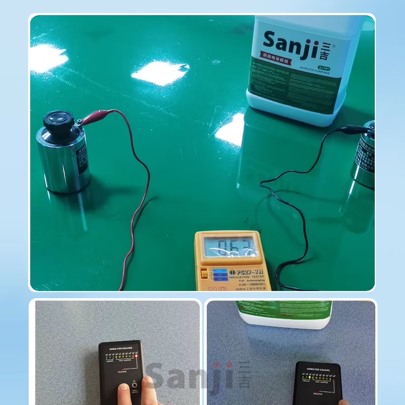 SJ-001 Sanji brand anti-static floor wax dust-free workshop pvc plastic floor maintenance brightening wax factory epoxy resin floor anti-static treatment conductive wax water milky white 4 gallons/box in stock