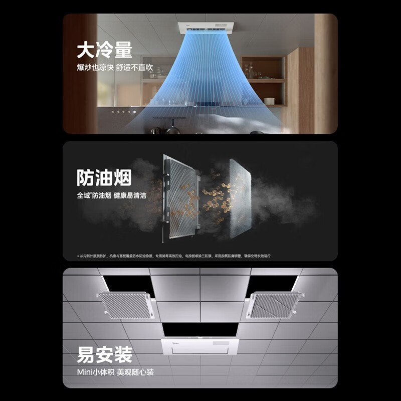 Midea (Midea) large 1.5 HP kitchen air conditioner, small cooling fan, embedded, new level of energy efficiency, frequency conversion energy saving, household kitchen air conditioner, kitchen air conditioner, large 1.5 HP, first level energy efficiency, embedded, white