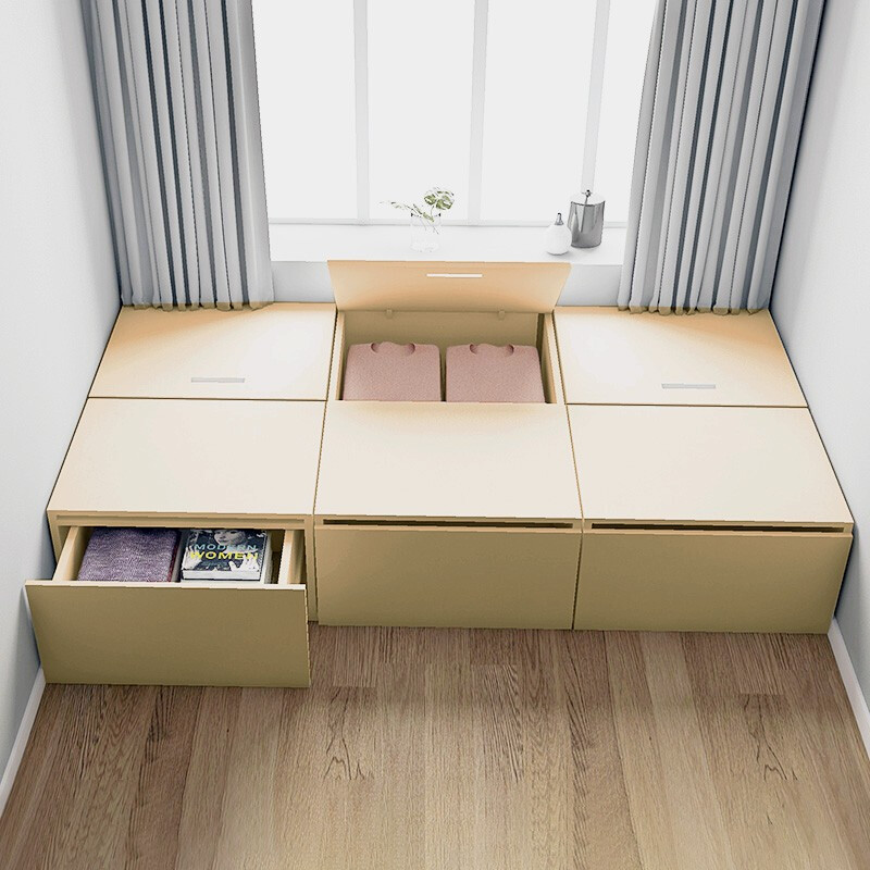 Dadaoyoutian tatami bed small apartment tatami cabinet combination box bed box cabinet Japanese style tatami storage square bed solid wood paint-free multi-layer board 800*800*400mm