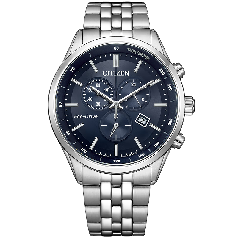 CITIZEN watch men's Japanese and Korean watch light kinetic energy day display three-eye timing steel belt business New Year gift AT2570-56L