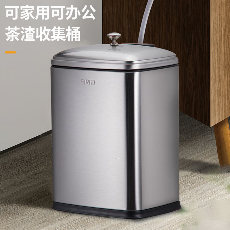 Difan tea bucket tea trash can stainless steel thickened filter residue drainage bucket with handle and lid office commercial wholesale 30L sand steel silver tea bucket open style