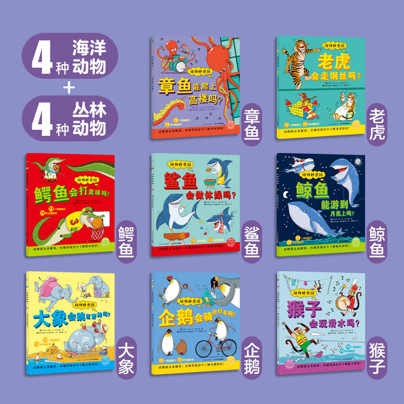 Click-to-read version of the first volume of Wonderland of Animals, all 8 volumes, fun science picture book for children aged 3-6, hilarious animal cognitive enlightenment picture book, tiger, elephant, penguin kindergarten imagination bedtime story picture book, supports little monkey Pipi point reading pen