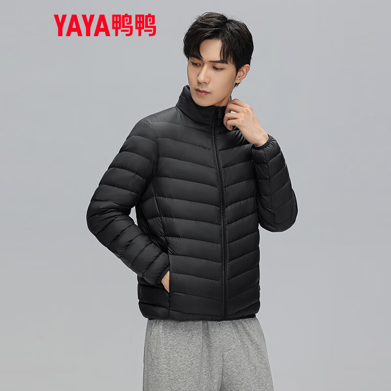 Yaya (YAYA) Huang Xiaoming's same style men's thin down jacket autumn and winter new fashion casual stand-up collar short warm jacket K black XL 180/96A