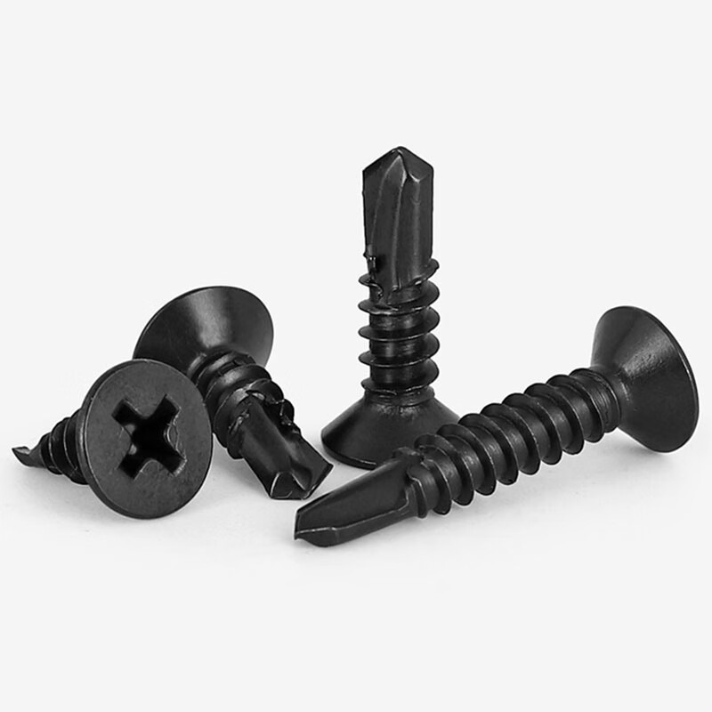 Xuanying black zinc 410 stainless steel cross countersunk head drill tail screws flat head cross self-tapping drill tail iron dovetail screws M4.2*25 (50 pieces)