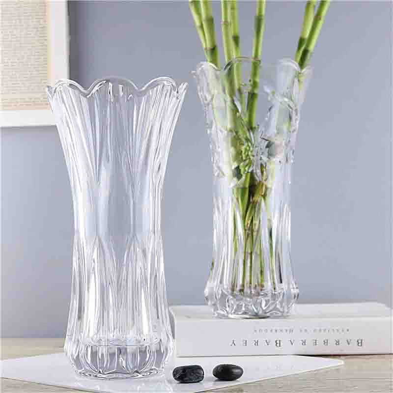 Stone tree rich bamboo vase transparent glass vase large hydroponic lily dried flower arrangement living room decoration 30 thick crystal cabbage