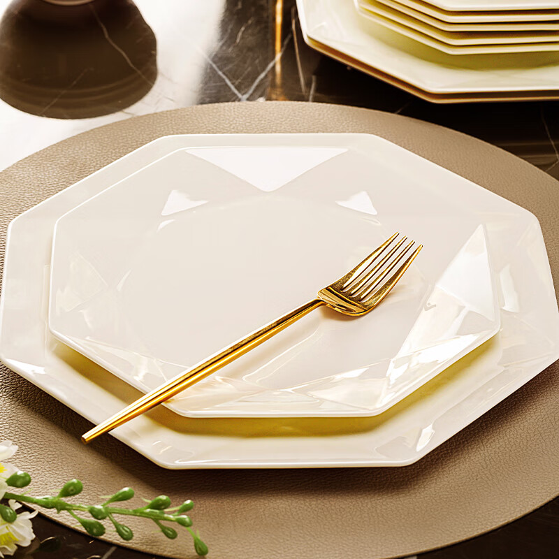 NINE CRANES high-end bowl and dish set household bone china bowl and plate pure white housewarming gift Jingdezhen tableware complete set light luxury 80 pieces set for 10 people high-end brocade box