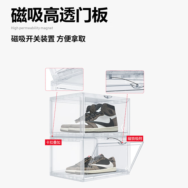 GOTO shoe box, shoe transparent storage box, shoe cabinet storage artifact, transparent acrylic storage dustproof and moisture-proof display box, two boxes of transparent model, moisture-proof and anti-yellowing