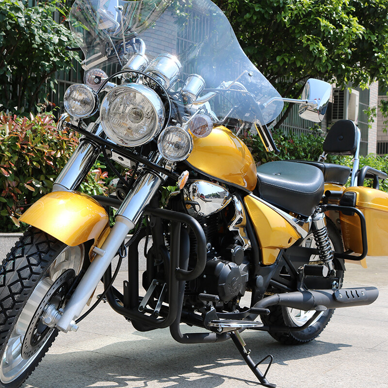 Storm Prince Motorcycle Prince Heavy Duty Motorcycle Can Be Licensed 200 Long Distance Rider Motorcycle Boulevard Glider Retro Street Car Rebel Matte Black Brand New 200 Air Cooling + Disc Brake + Saddlebags + 15 Upgrades