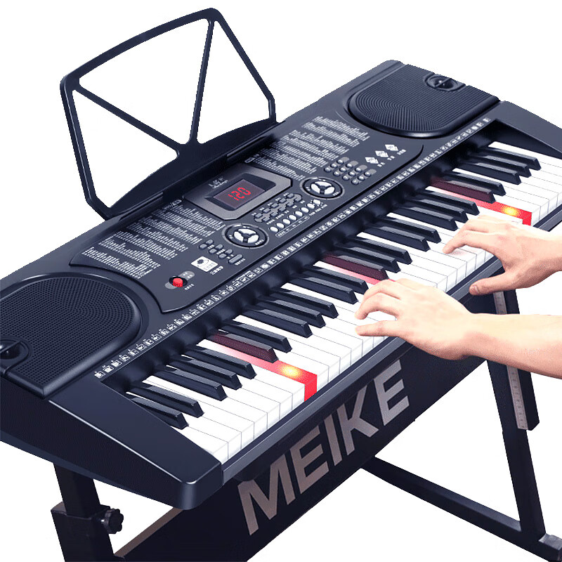 Meirkergr MK-8618 smart version 61-key multi-function intelligent teaching electronic keyboard for children to learn electric piano, connected to headphones, microphone, mobile phone pad with piano stand