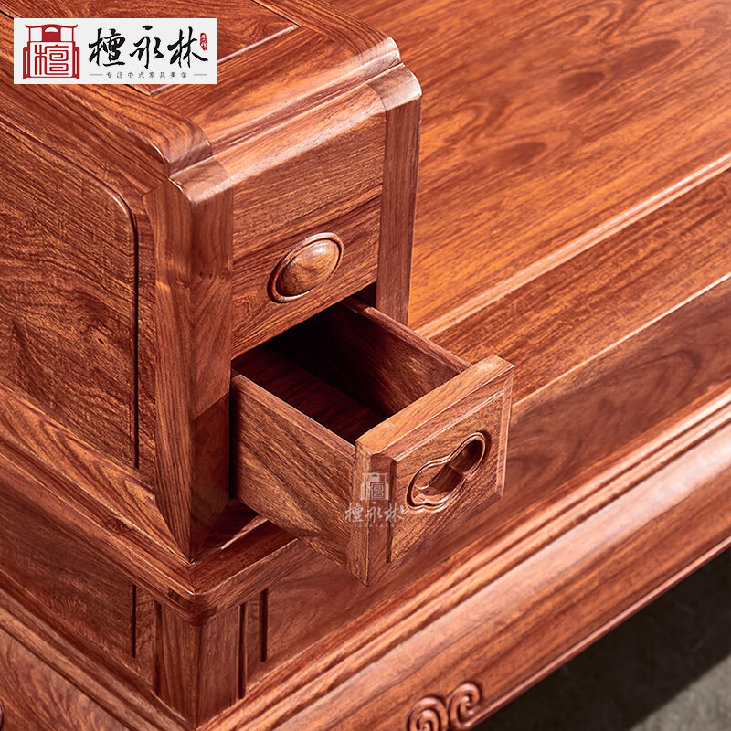 Tan Yonglin mahogany furniture African rosewood (scientific name: Hedgehog rosewood) sofa solid wood sofa complete combination Chinese villa living room furniture 113 six-piece set (2 singles + three + coffee table + 2 side tables)