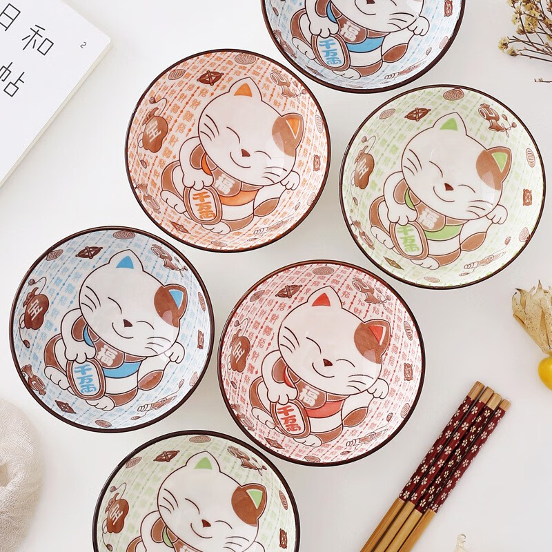 Tai Xinxing bowls and chopsticks set annual wedding housewarming gift box with four bowls and four chopsticks Lucky Cat
