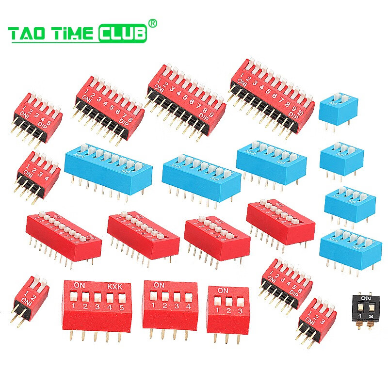 DIP switch toggle side dial flat dial coding patch 2P 4 5 6 8 9 10 bits 2.54mm red blue black 10P side dial red (1 piece)