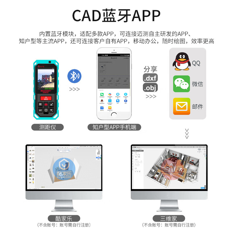 MiLESEEY S2 imaging version outdoor handheld laser rangefinder infrared outdoor measuring instrument electronic ruler measuring room CAD S2 imaging version - 150 meters (Bluetooth + VIP)