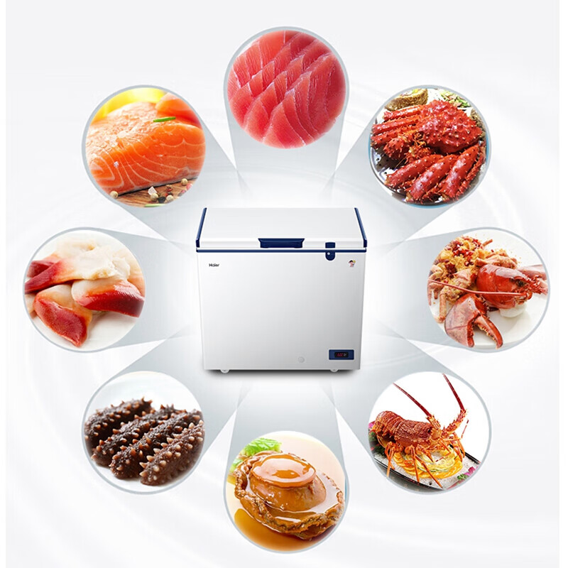 Haier ultra-low temperature freezer household minus -60/-70 degrees deep-freezing quick-freezing commercial large-capacity seafood freezer can freeze salmon gold -70丨high-end food preservation cabinet 151L