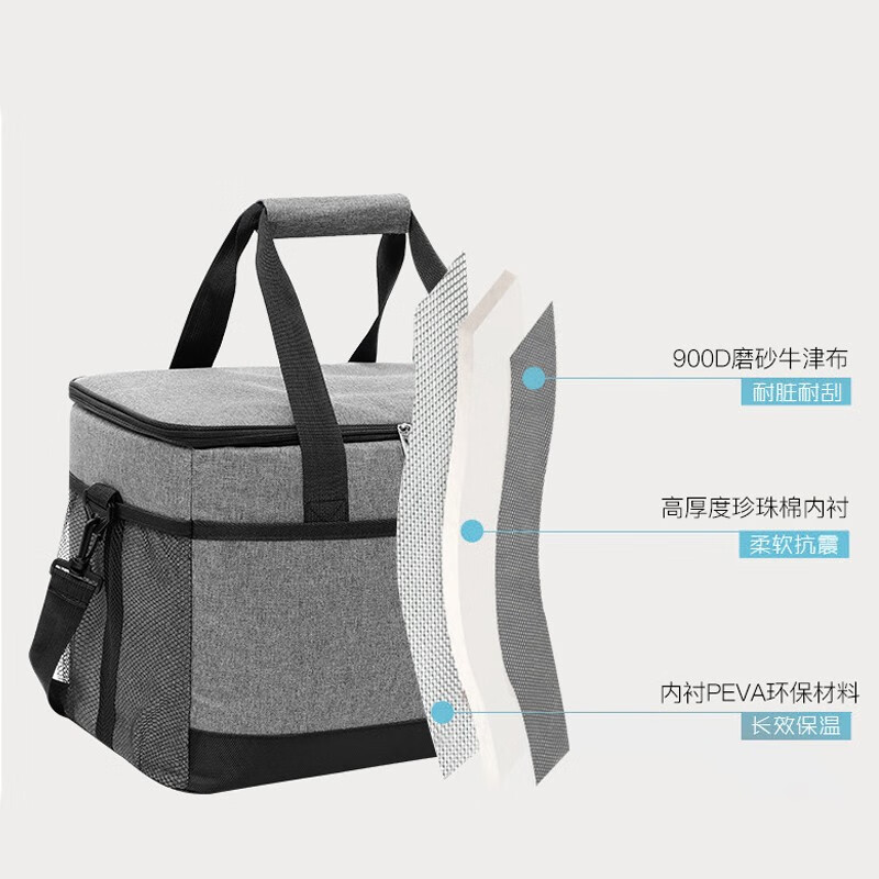 Benchi large thermal insulation bag to keep hot and cold food fresh ice bag medicine cold storage ice bag breast milk catering refrigeration insulation 15 liters gray